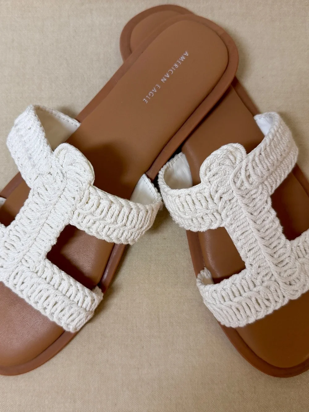 American Eagle Outfitters Women's White Braided Slide Sandals Size 11